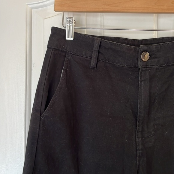 American Giant | Wide Leg Cropped Pants Black Heavy Cotton Stretch Size 8 - Picture 3 of 9
